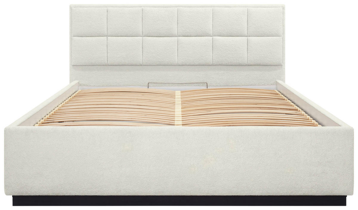 POLSTERBETT 180/200 cm,  in Beige, gepolstertes Kopfteil, Beleuchtung, Lattenrost, Bettkasten,  - Birkefarben/Beige, Design, Holz/Holzwerkstoff (180/200cm) - Chameo