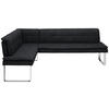 ECKBANK in Textil, Metall Chromfarben, Schwarz  - Chromfarben/Schwarz, Design, Textil/Metall (174/253cm) - Novel
