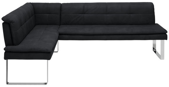ECKBANK 174/233 cm in Schwarz, Chromfarben - Chromfarben/Schwarz, Design, Textil/Metall (174/233cm) - Novel