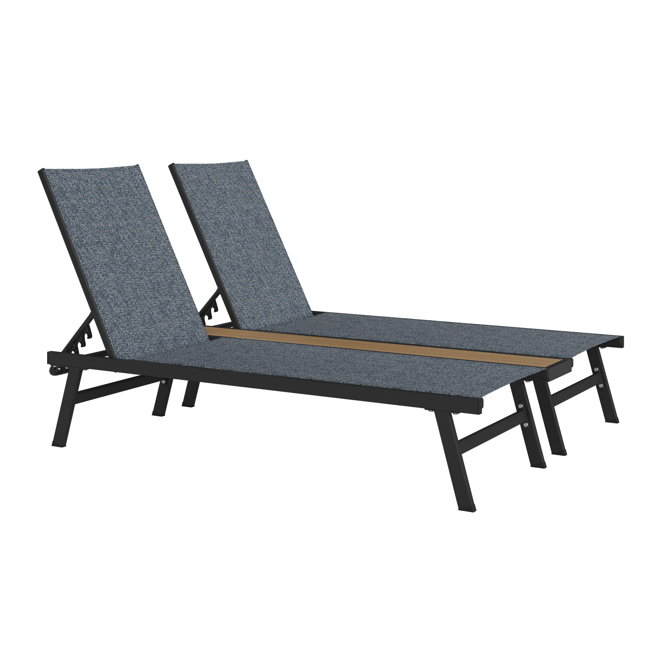 SONNENLIEGE 126/94/195 cm  - Dunkelgrau/Naturfarben, MODERN, Kunststoff/Textil (126/94/195cm) - Ambia Garden