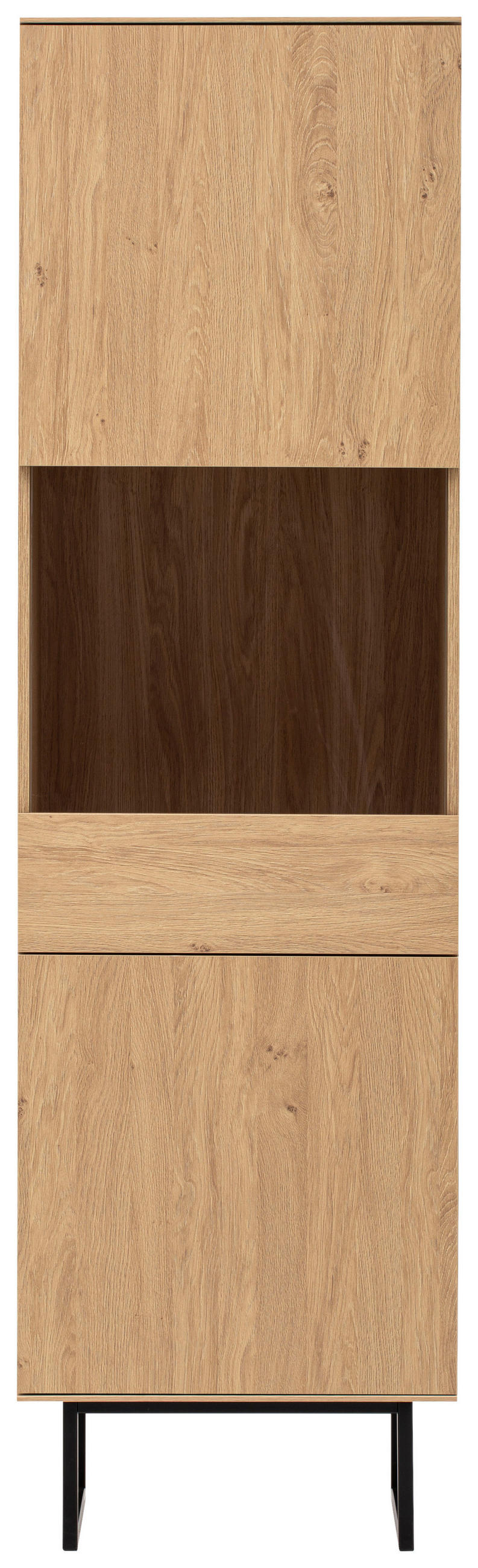 VITRINE in Eichefarben  - Eichefarben/Schwarz, Design, Glas/Holzwerkstoff (58/200/40cm) - Modante
