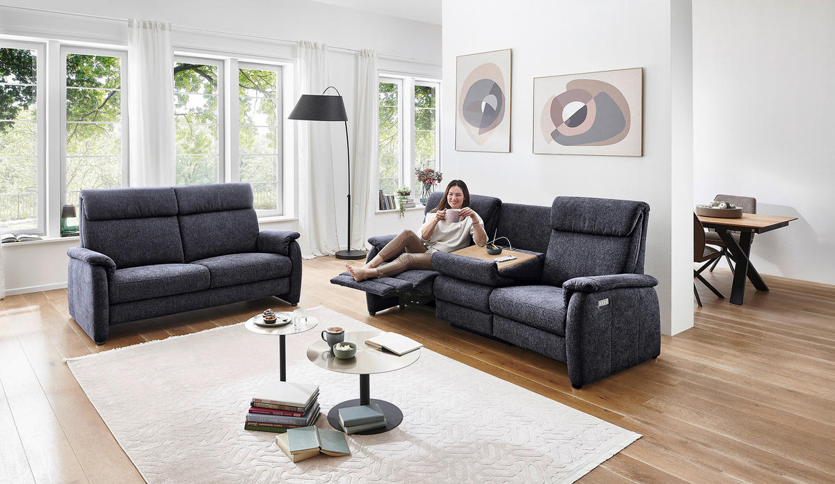 TRAPEZSOFA Flachgewebe Anthrazit  - Anthrazit, KONVENTIONELL, Textil (222/107/102cm) - Pure Home Comfort