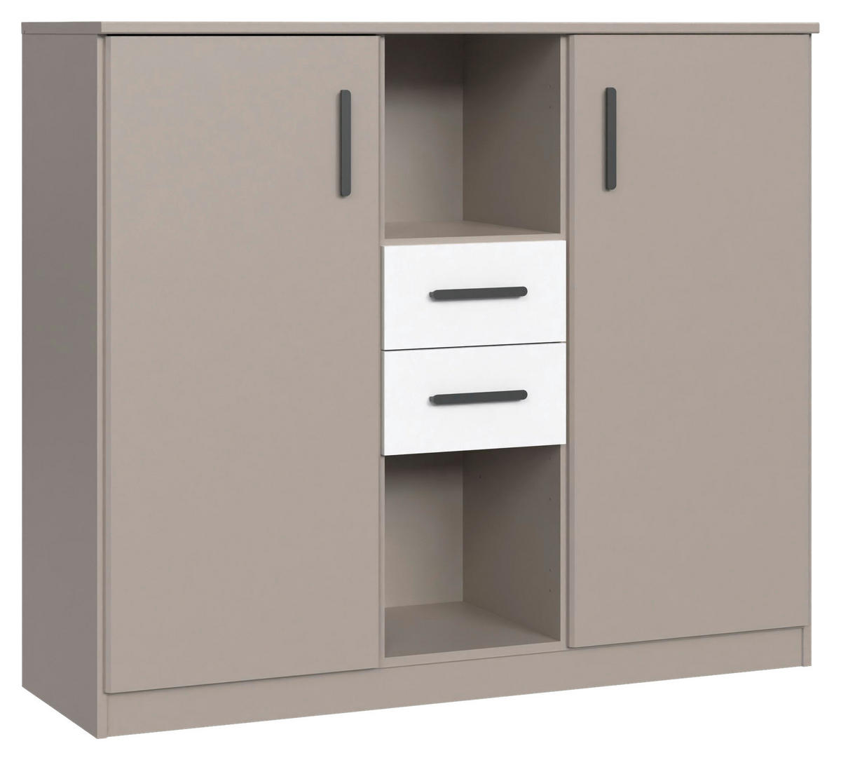 HIGHBOARD  122/105/41 cm 2 Schublade(n)  - Weiss/Schwarz, Design, Holzwerkstoff/Kunststoff (122/105/41cm) - Carryhome