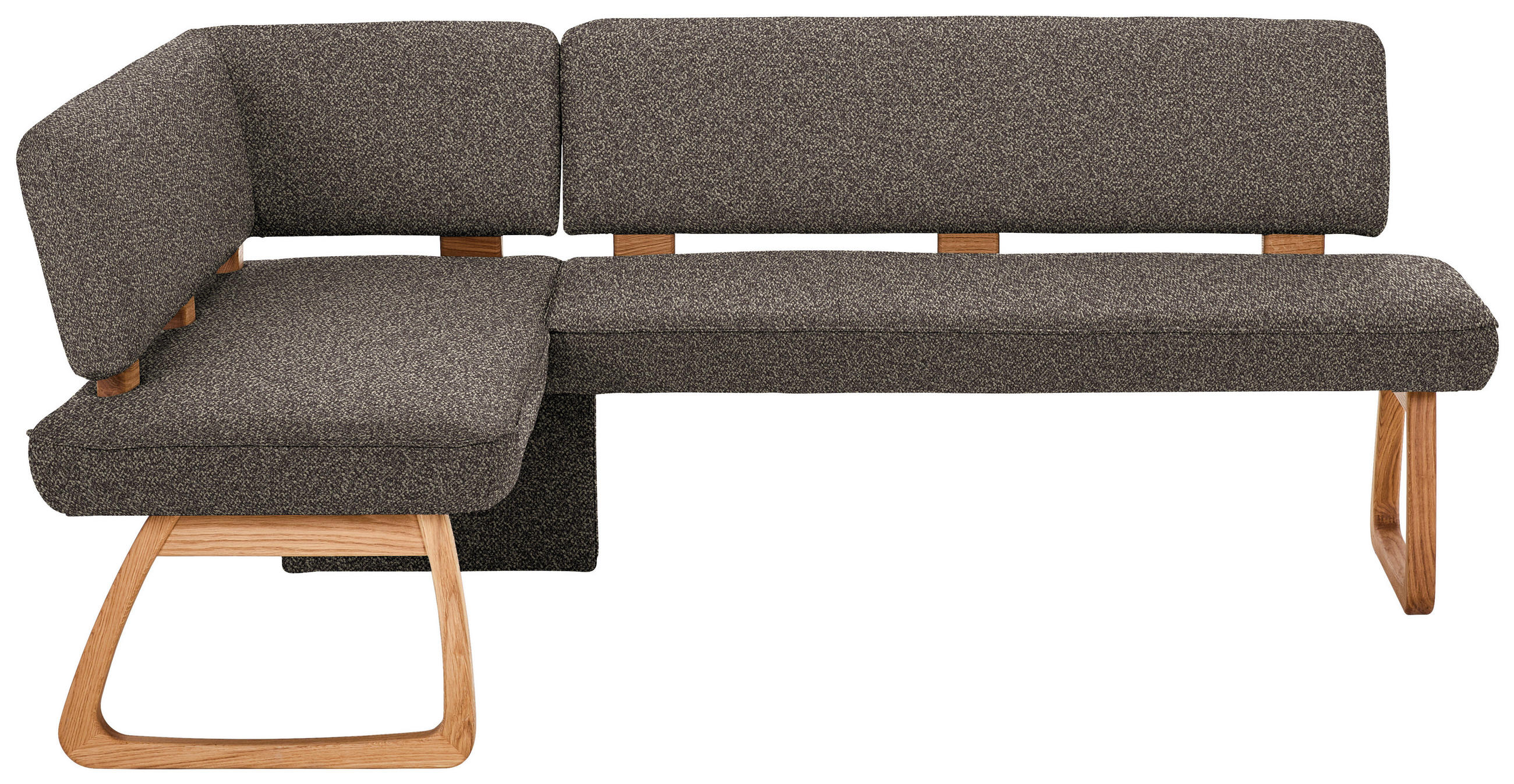 ECKBANK 155/208 cm Webstoff, Mikrofaser Grau Eiche vollmassiv   - Grau, KONVENTIONELL, Holz/Textil (155/208cm) - Venda