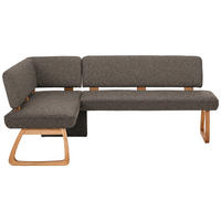 ECKBANK 155/208 cm Webstoff, Mikrofaser Grau Eiche vollmassiv   - Grau, KONVENTIONELL, Holz/Textil (155/208cm) - Venda