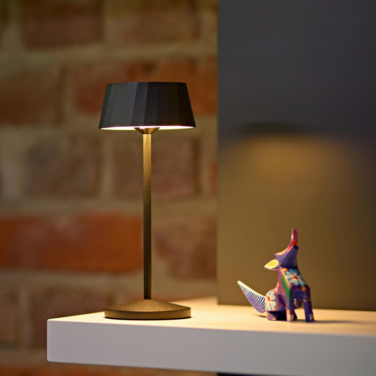 AKKU-TISCHLEUCHTE Facetta 9,2/9,2/22,2 cm   - Schwarz, Basics, Metall (9,2/9,2/22,2cm)