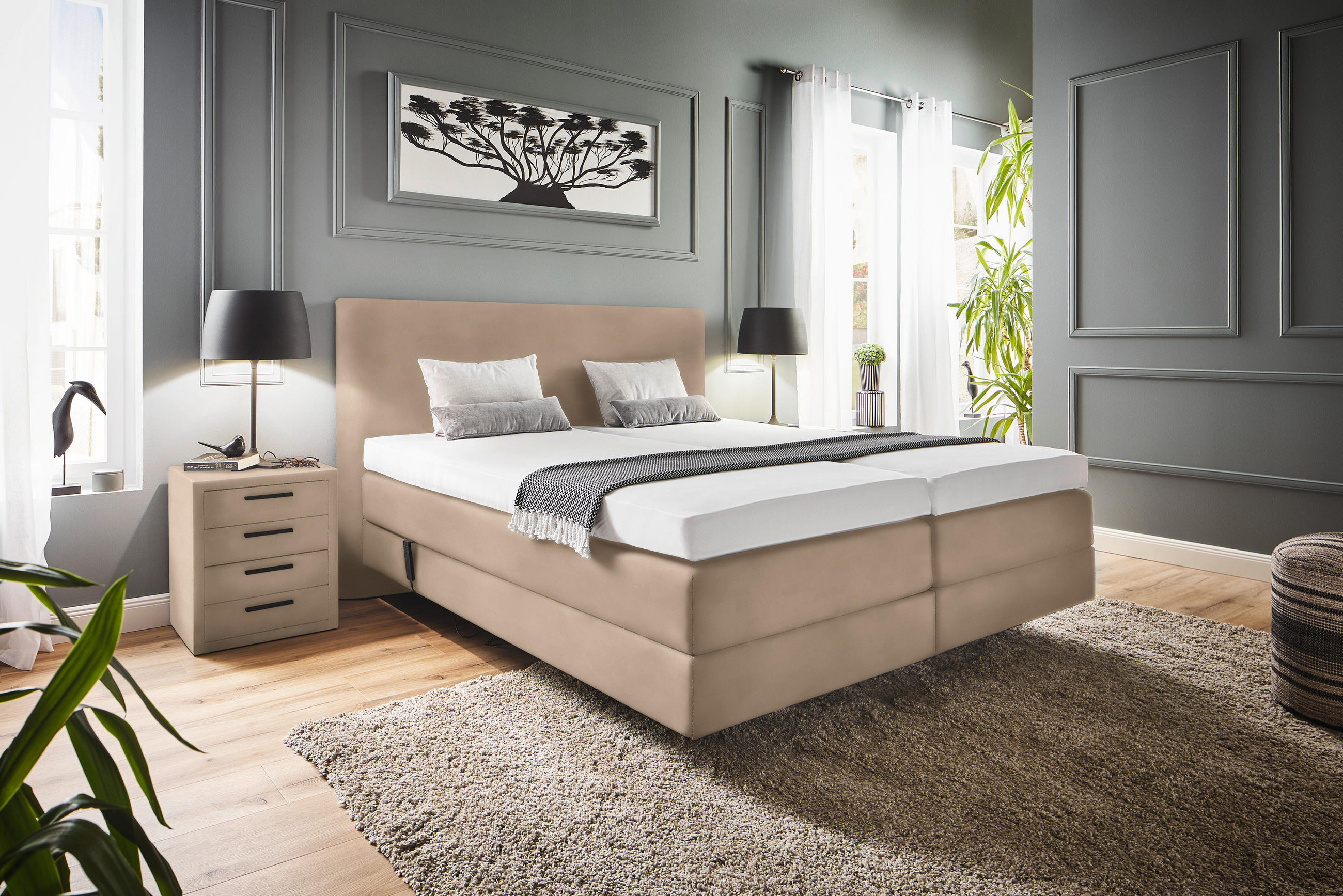 BOXSPRINGBETT 160/200 cm  in Beige  - Beige, KONVENTIONELL, Holz/Textil (160/200cm) - Dieter Knoll