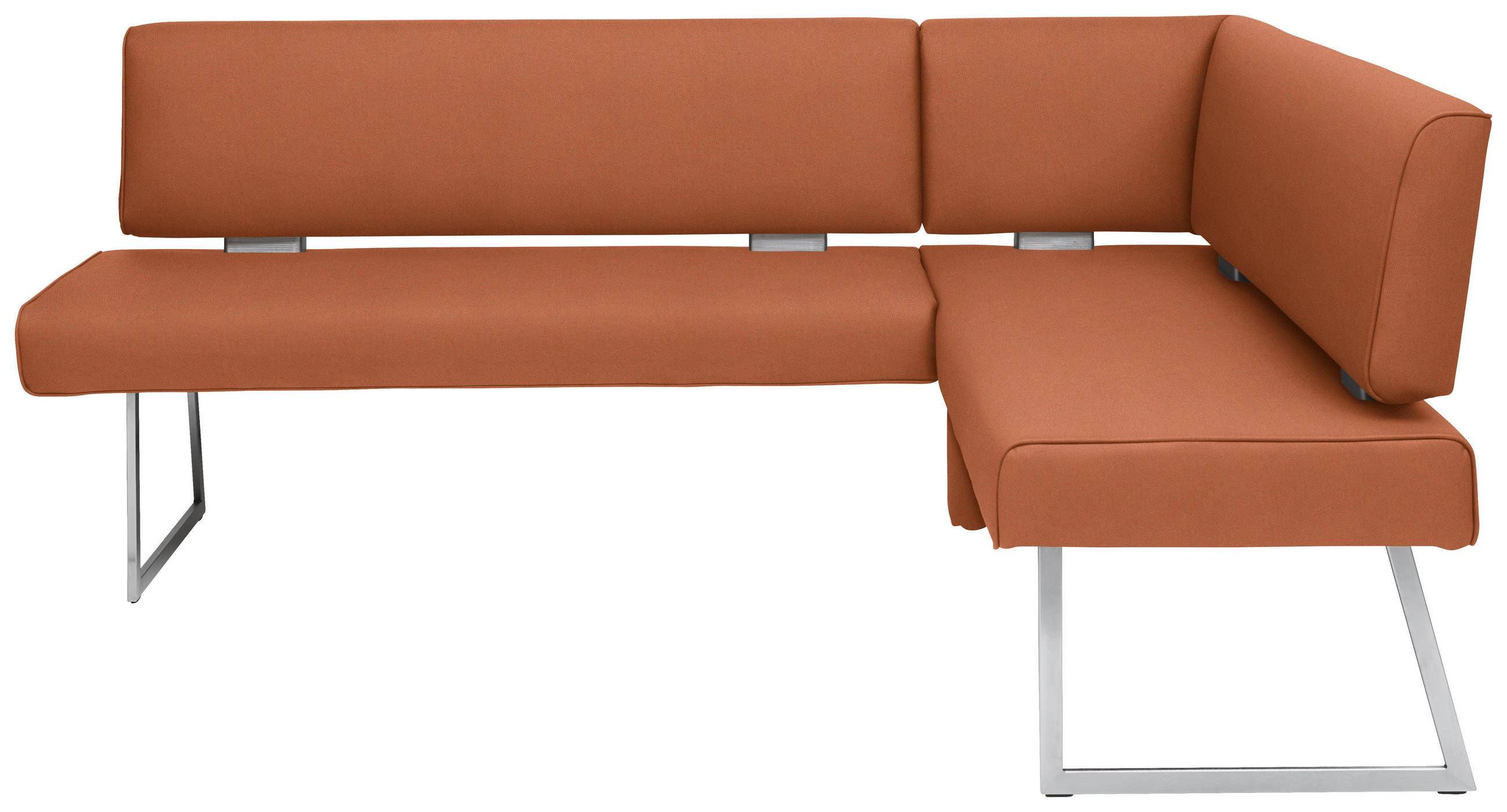 ECKBANK in Metall, Textil Edelstahlfarben, Karamell  - Edelstahlfarben/Karamell, Design, Textil/Metall (208/160cm) - Dieter Knoll