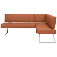 ECKBANK in Metall, Textil Edelstahlfarben, Karamell  - Edelstahlfarben/Karamell, Design, Textil/Metall (208/160cm) - Dieter Knoll