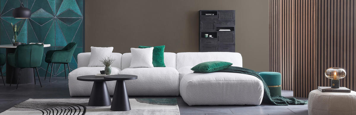 SOFAELEMENT in Flachgewebe, Teddystoff Weiss  - Weiss, Trend, Textil (100/70/122cm) - Livetastic