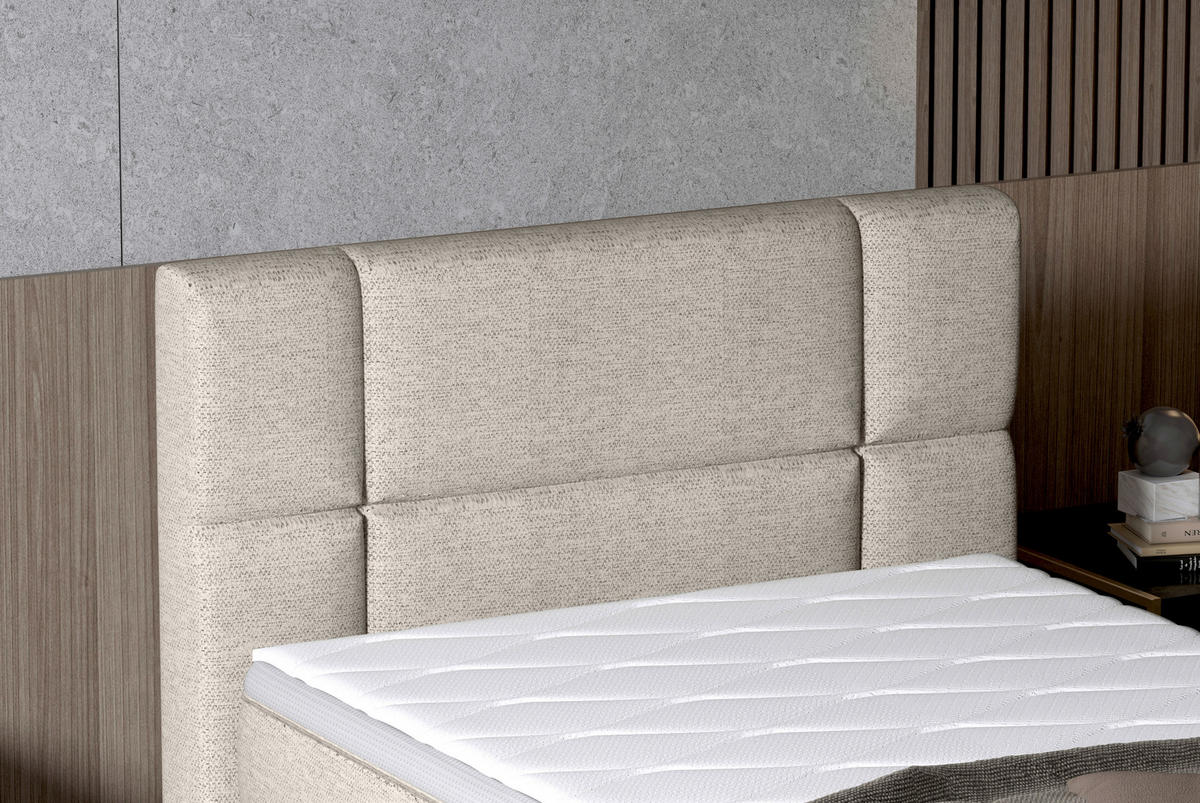BOXSPRINGBETT 90/200 cm  in Greige  - Greige/Schwarz, KONVENTIONELL, Holz/Kunststoff (90/200cm) - Esposa