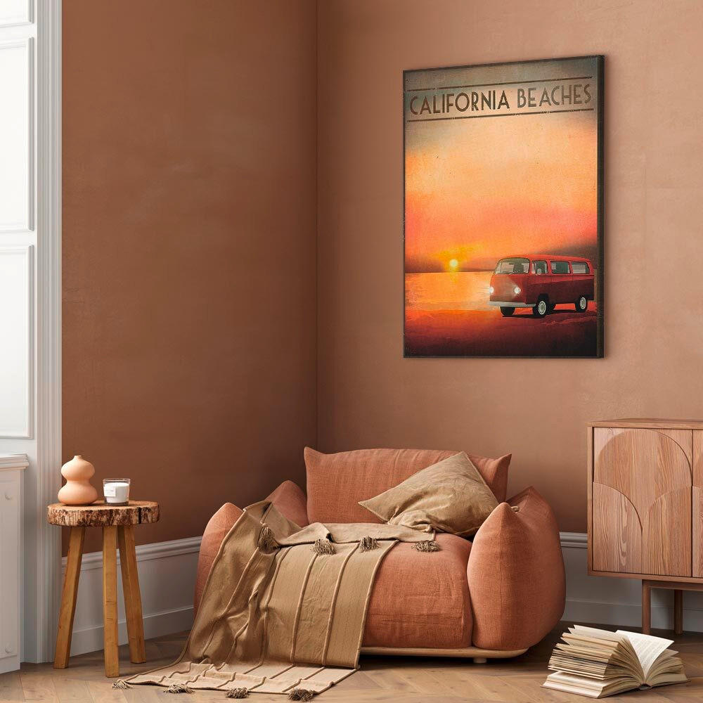 LEINWANDBILD Landschaft & Natur, Fahrzeuge, Text, Sonnenuntergang, Vintage 40/60/1,2 cm  - Multicolor, Basics, Holzwerkstoff/Textil (40/60/1,2cm) - artgeist