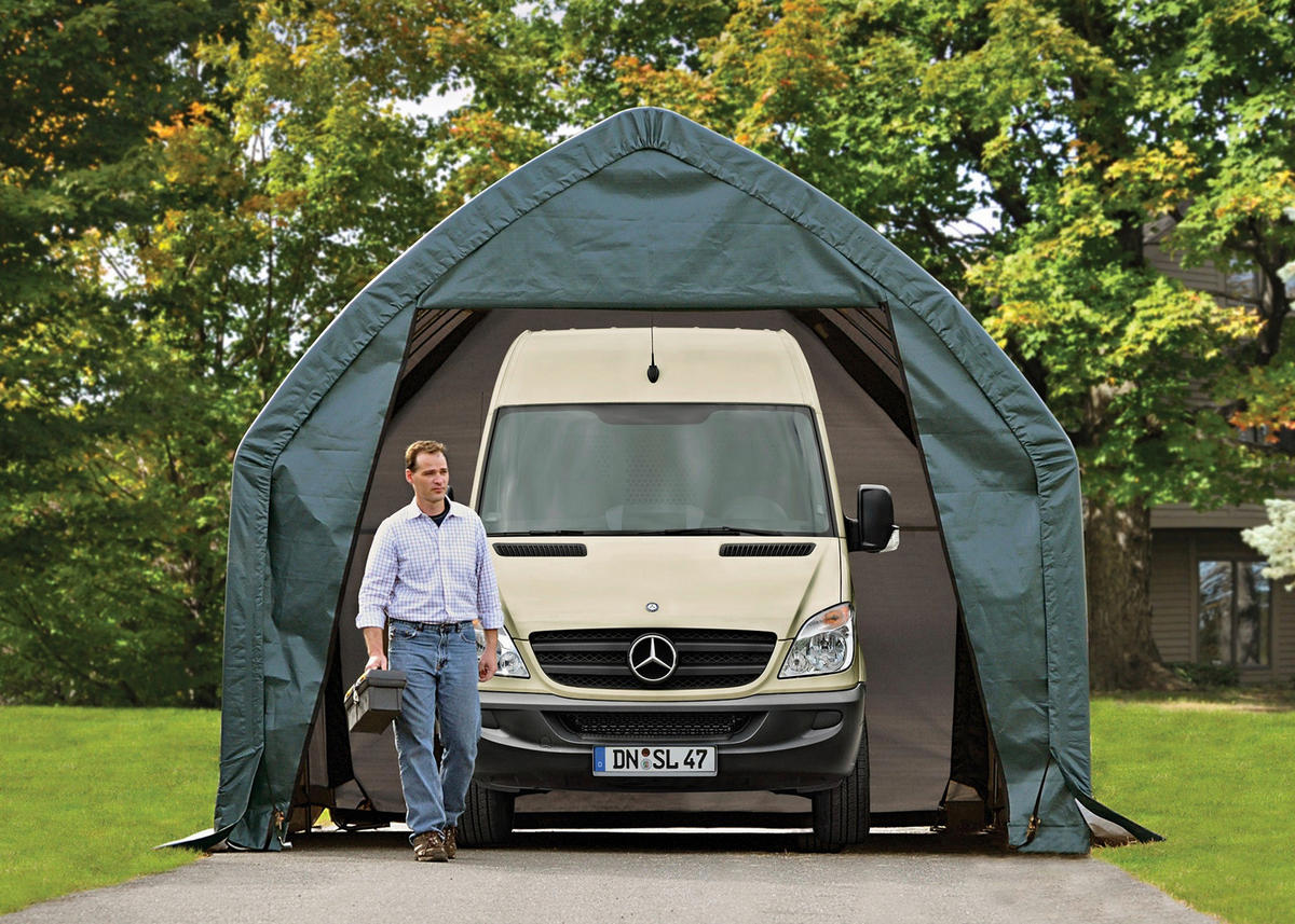 KLEINGARAGE 390/370/610 cm  - Grün, Basics, Kunststoff (390/370/610cm) - Ambia Garden
