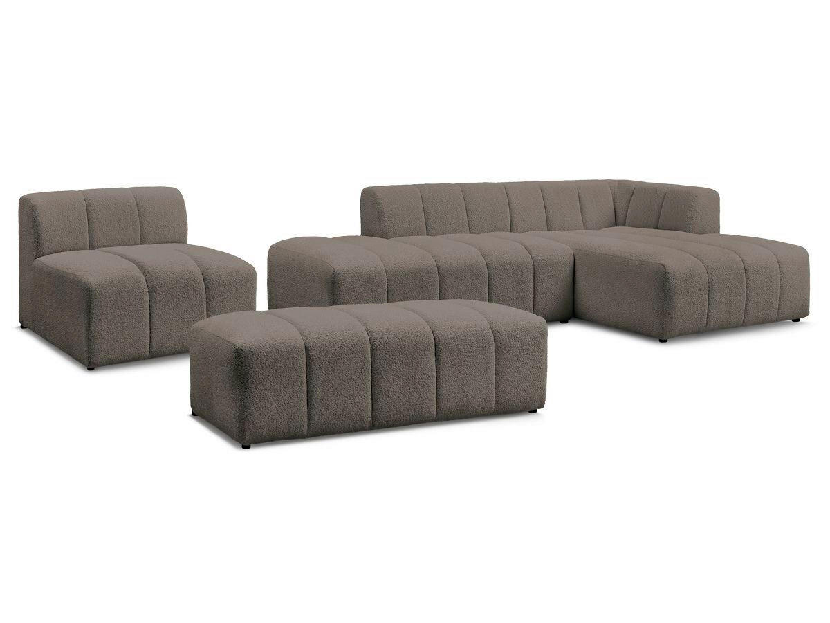 ECKSOFA Ottomane rechts  ANNECY Taupe Bouclé  - Taupe/Schwarz, MODERN, Kunststoff/Textil (262/170cm)