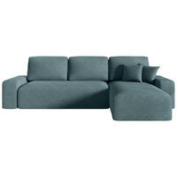 ECKSOFA Grau Bouclé Zierkissen, Rückenkissen, Bettkasten, Schlaffunktion, Rücken echt, Stauraum  - Schwarz/Grau, MODERN, Kunststoff/Textil (248/143cm) - Xora