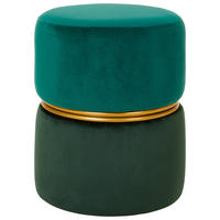 HOCKER Samt Grün, Goldfarben, Dunkelgrün  - Dunkelgrün/Goldfarben, Trend, Textil/Metall (34/42/34cm) - Xora