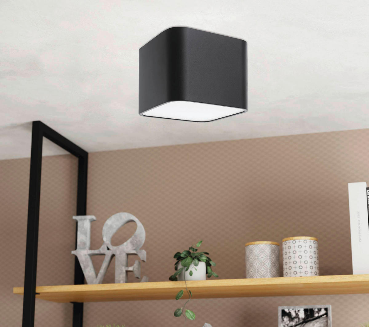 TAKLAMPA Grimasola 14/14/11 cm  - vit/svart, Design, metall/plast (14/14/11cm) - Eglo