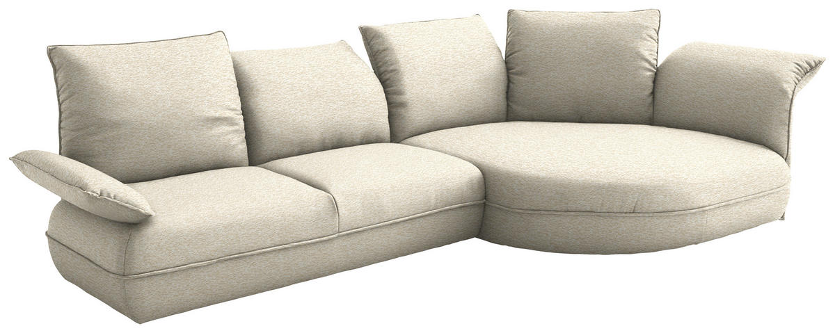 ECKSOFA Chenille Beige  - Beige/Schwarz, Design, Kunststoff/Textil (343/154cm) - Koinor