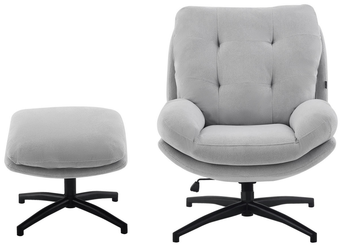 RELAXFÅTÖLJ SET i vävt tyg grå, svart  - svart/grå, Design, metall/textil (75/97/88cm) - Carryhome