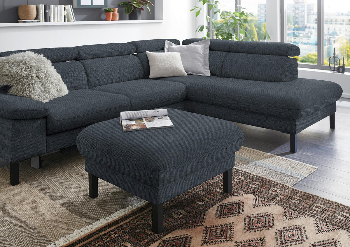HOCKER in Textil Anthrazit  - Anthrazit/Schwarz, Design, Textil/Metall (74/46/74cm) - Pure Home Comfort