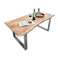 ESSTISCH 160/85/76 cm Echtholz  Holz, Metall rechteckig Naturfarben, Silberfarben  - Silberfarben/Naturfarben, MODERN, Holz/Metall (160/85/76cm) - MID.YOU