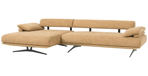 ECKSOFA in Chenille Honig  - Schwarz/Honig, Design, Textil/Metall (168/334cm) - Dieter Knoll