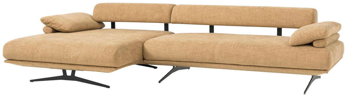 ECKSOFA in Chenille Honig  - Schwarz/Honig, Design, Textil/Metall (168/334cm) - Dieter Knoll