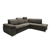 ECKSOFA Mikrofaser Dunkelbraun  - Chromfarben/Dunkelbraun, Design, Textil/Metall (283/228cm) - Livetastic