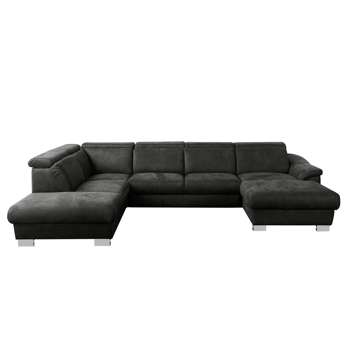 WOHNLANDSCHAFT Anthrazit Mikrofaser  - Chromfarben/Anthrazit, Design, Textil/Metall (273/347/238cm) - Livetastic