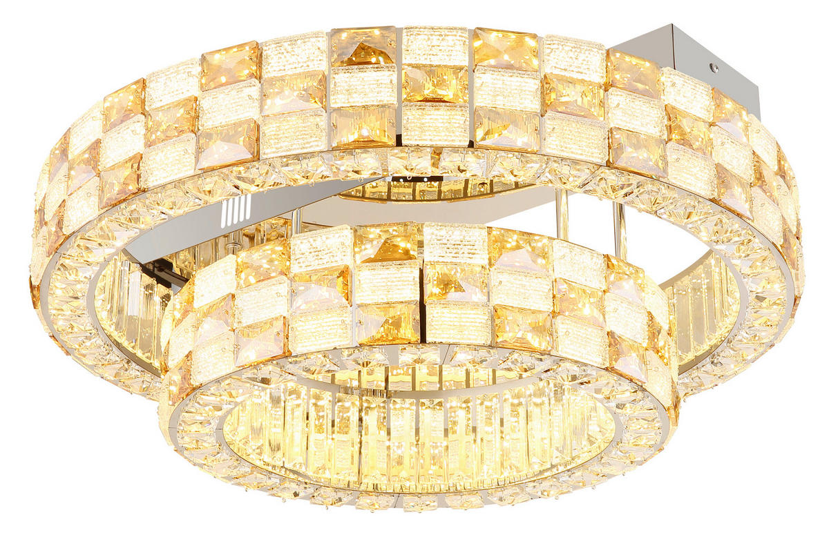 LED-DECKENLEUCHTE Lidia 61/24,5 cm  - Klar/Chromfarben, Design, Glas/Metall (61/24,5cm) - Globo