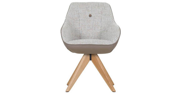 ARMLEHNSTUHL in Chenille, Lederlook - Taupe/Eichefarben, MODERN, Holz/Textil (60/83/65cm) - Novel