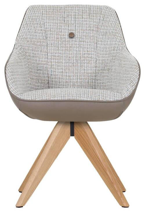 ARMLEHNSTUHL  in Chenille, Lederlook  - Taupe/Eichefarben, MODERN, Holz/Textil (60/83/65cm) - Novel