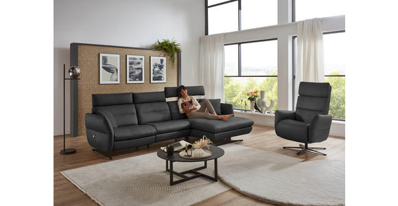 RELAXSESSEL in Leder Anthrazit - Anthrazit/Schwarz, Design, Leder/Metall (82/119/85cm) - Dieter Knoll