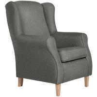 OHRENSESSEL in Flachgewebe Hellgrau  - Buchefarben/Hellgrau, Design, Holz/Textil (77/103/86cm) - Max Winzer