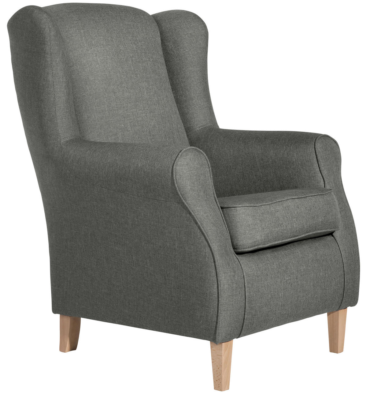 OHRENSESSEL Lesesessel Flachgewebe Hellgrau  - Buchefarben/Hellgrau, Design, Holz/Textil (77/103/86cm) - Max Winzer