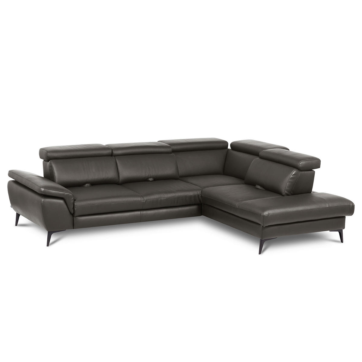 ECKSOFA Dunkelbraun Echtleder Lederlook Bettkasten, Schlaffunktion, Rücken echt, Armteilverstellung, Kopfteilverstellung, Sitztiefenverstellung  - Dunkelbraun/Schwarz, Design, Leder/Textil (274/220cm) - Livetastic
