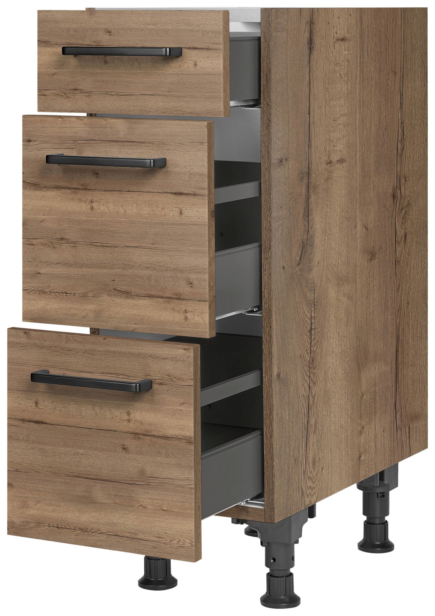 SCHUBKASTENUNTERSCHRANK 30/87/56 cm  in Eiche dunkel  - Eiche dunkel/Schwarz, MODERN, Holzwerkstoff/Metall (30/87/56cm) - Nobilia