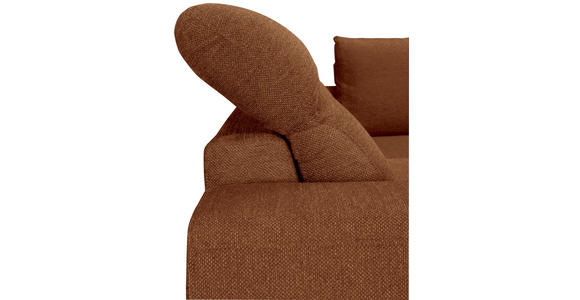ECKSOFA Cognac Chenille  inkl. Zierkissen, Bettkasten, Schlaffunktion, Rücken echt, Kopfteilverstellung, Liegefläche im Originalstoff  - Cognac/Schwarz, KONVENTIONELL, Textil/Metall (266/185cm) - Carryhome
