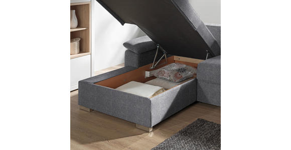 ECKSOFA in Flachgewebe Grau - Chromfarben/Grau, KONVENTIONELL, Textil/Metall (176/285cm) - Novel