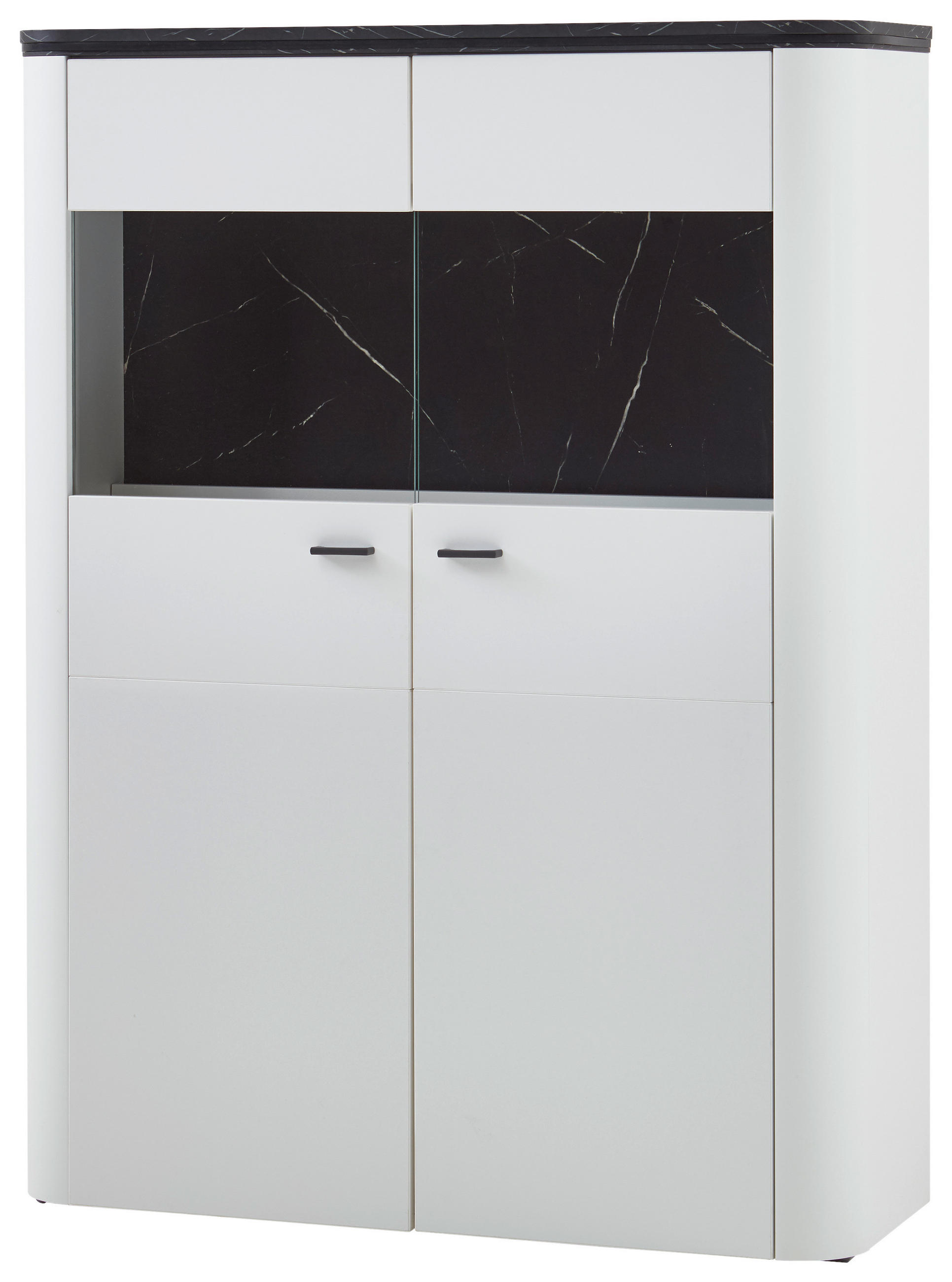 HIGHBOARD Weiß, Dunkelgrau  109/145,4/37,4 cm  - Dunkelgrau/Schwarz, Design, Glas/Holzwerkstoff (109/145,4/37,4cm) - Xora