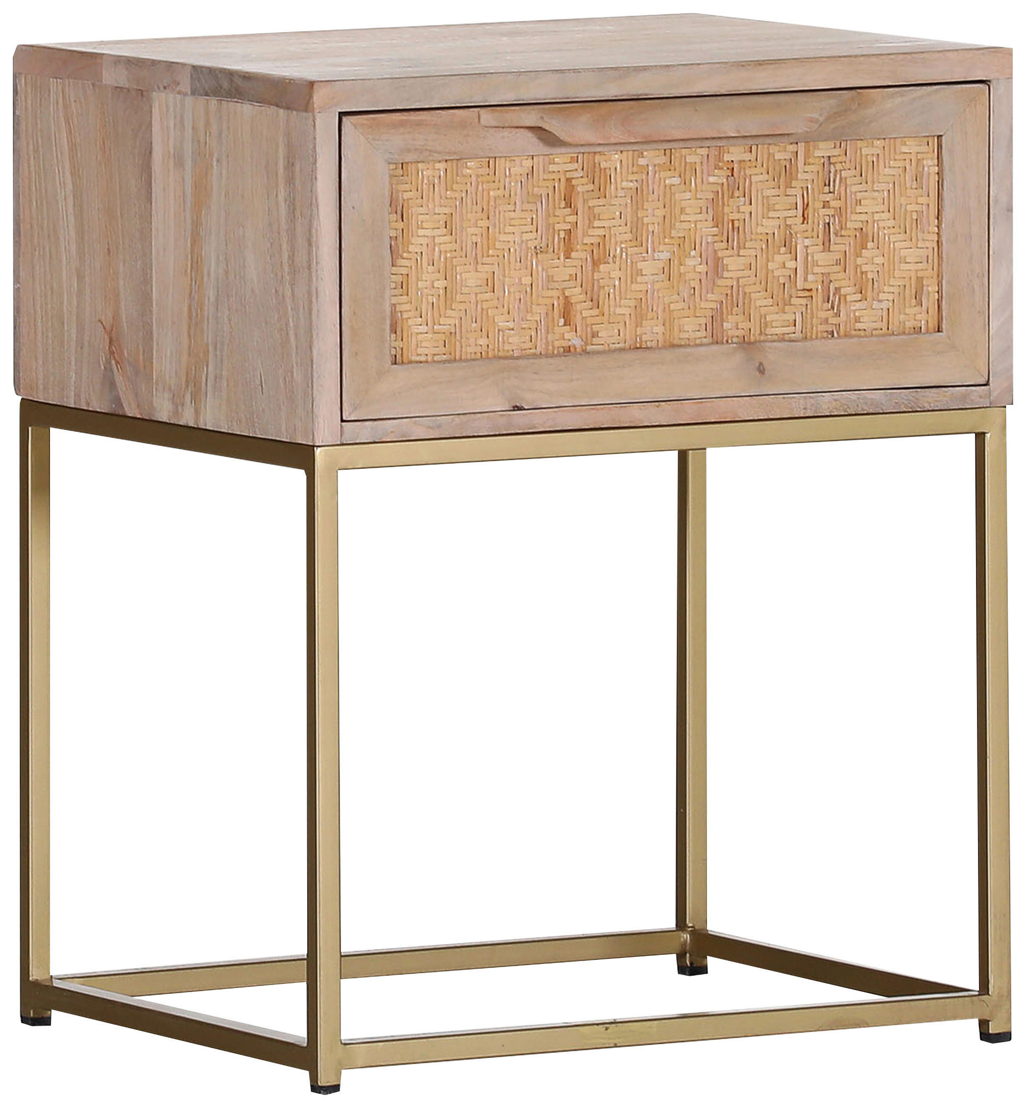 NACHTSCHRANK 45/56/37 cm Mangoholz, Rattan massiv  - Goldfarben/Naturfarben, Design, Holz/Holzwerkstoff (45/56/37cm) - Landscape