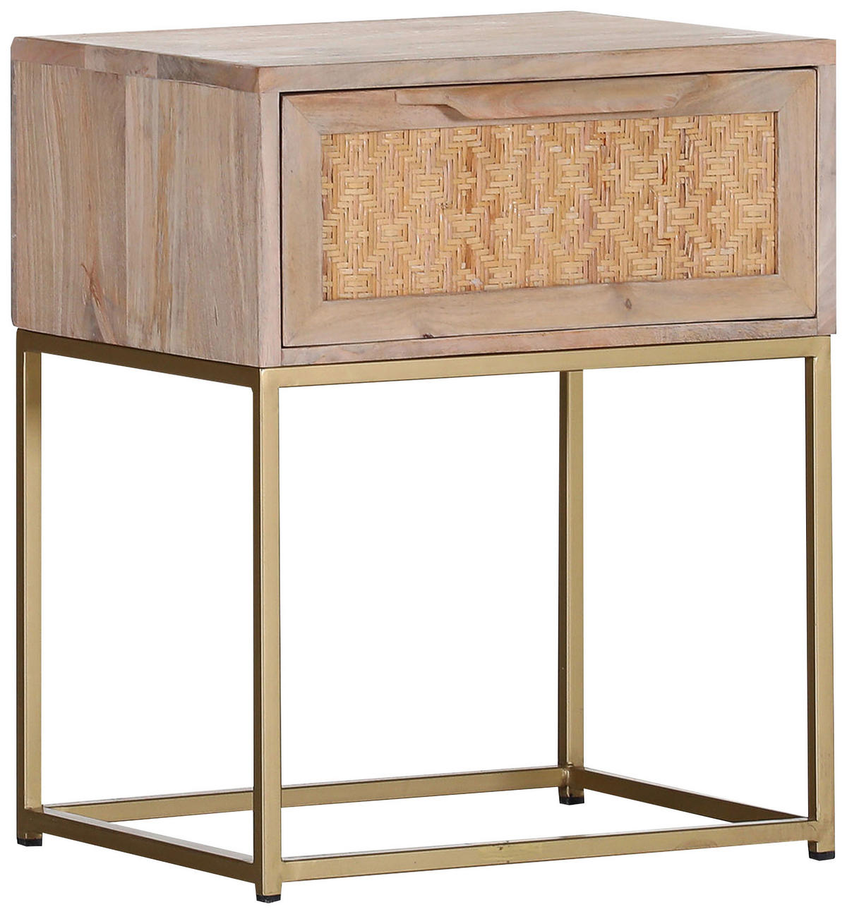 NACHTSCHRANK 45/56/37 cm Mangoholz, Rattan massiv  - Goldfarben/Naturfarben, Design, Holz/Holzwerkstoff (45/56/37cm) - Landscape
