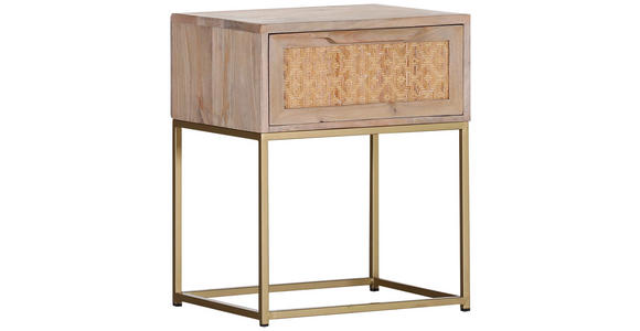 NACHTSCHRANK 45/56/37 cm Mangoholz, Rattan massiv - Goldfarben/Naturfarben, Design, Holz/Holzwerkstoff (45/56/37cm) - Landscape