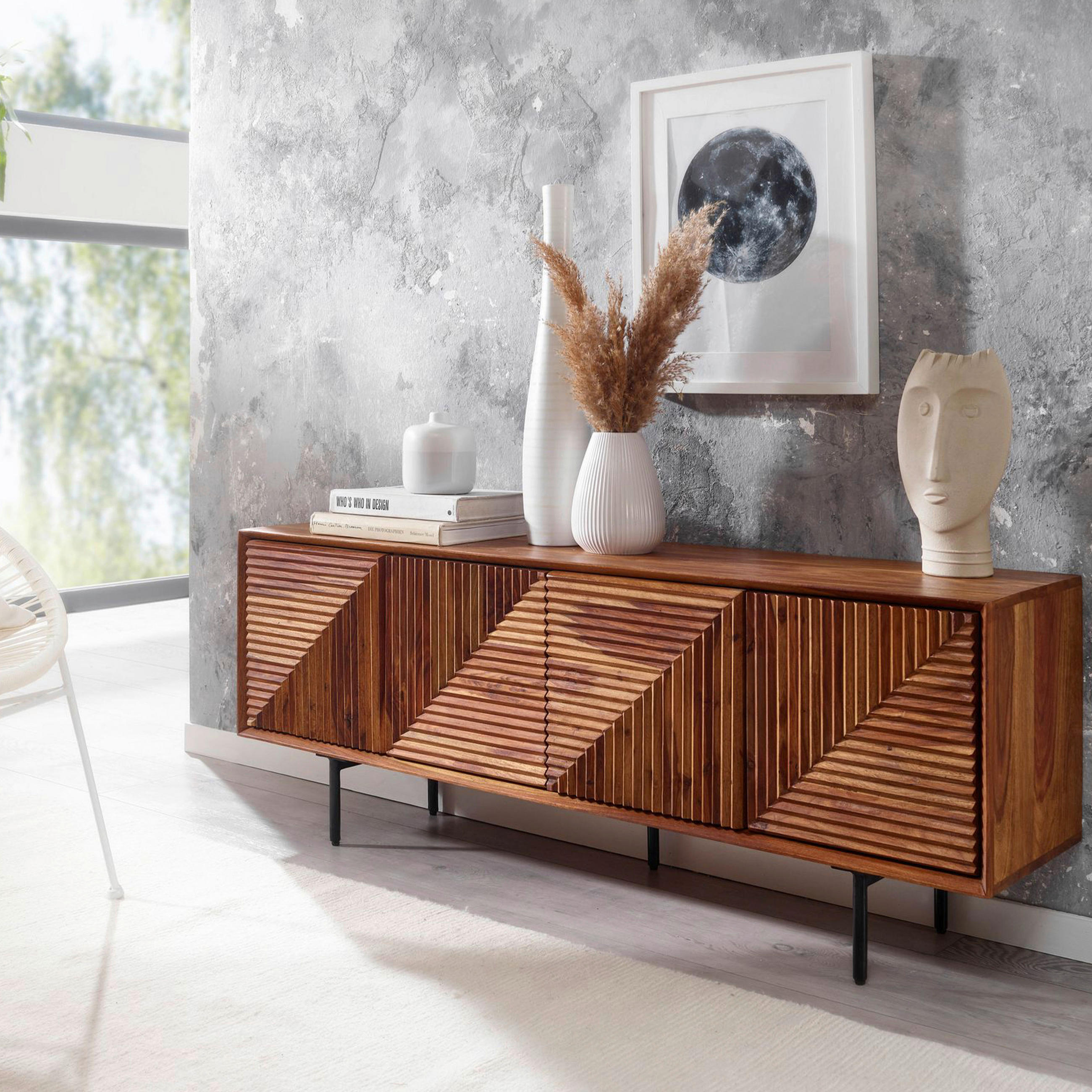 SIDEBOARD  in 140/54/33 cm  - Sheeshamfarben/Schwarz, Design, Holz/Metall (140/54/33cm) - MID.YOU