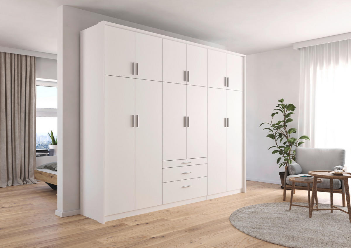 DREHTÜRENSCHRANK in Weiss  - Weiss/Alufarben, Design, Holzwerkstoff/Kunststoff (271/229/54cm) - Rauch Möbel