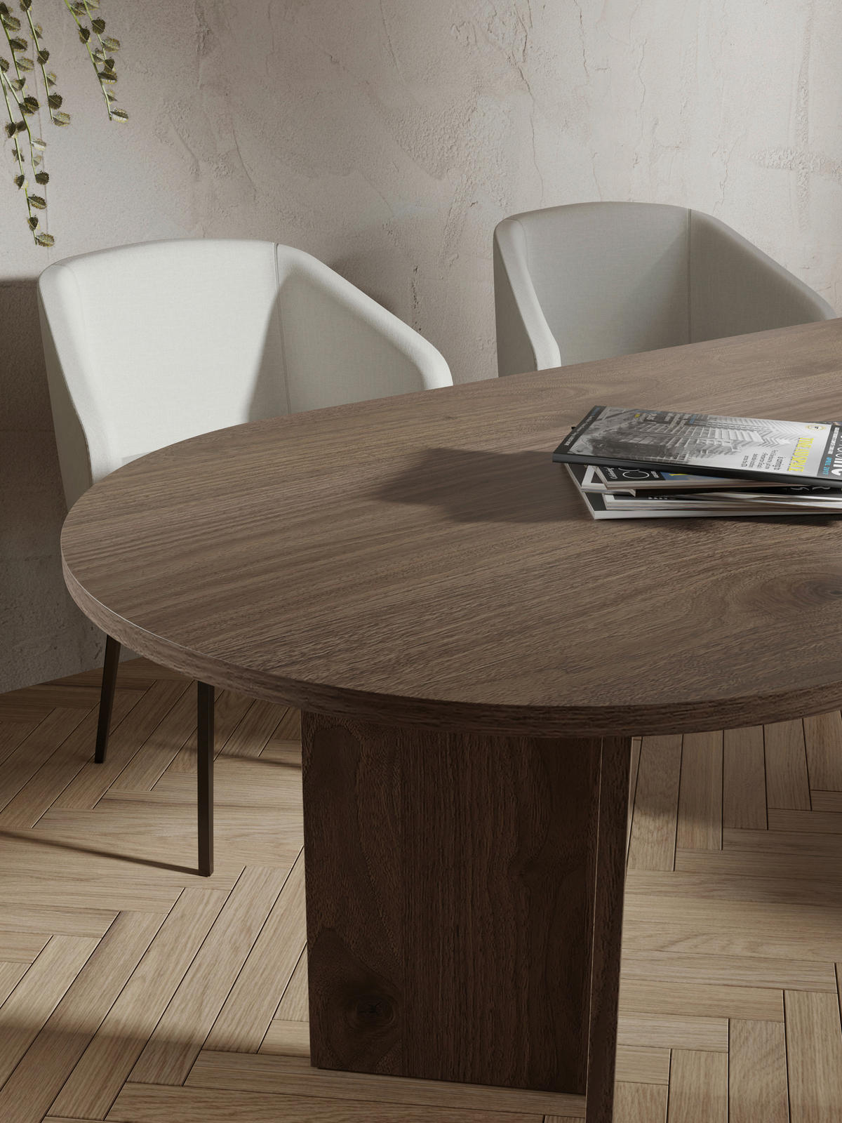 ESSTISCH Nussbaumfarben oval   - Nussbaumfarben, Design, Holzwerkstoff (203,6/90/76cm) - Lomoco