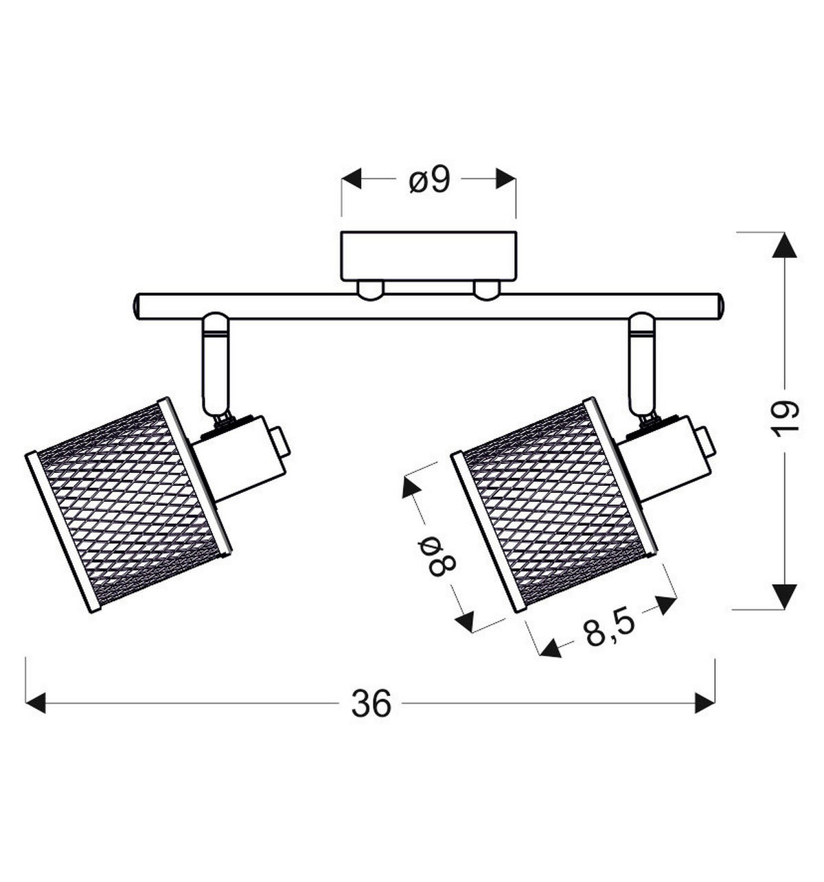 DECKENSTRAHLER 36/19/9 cm   - Basics, Metall (36/19/9cm)