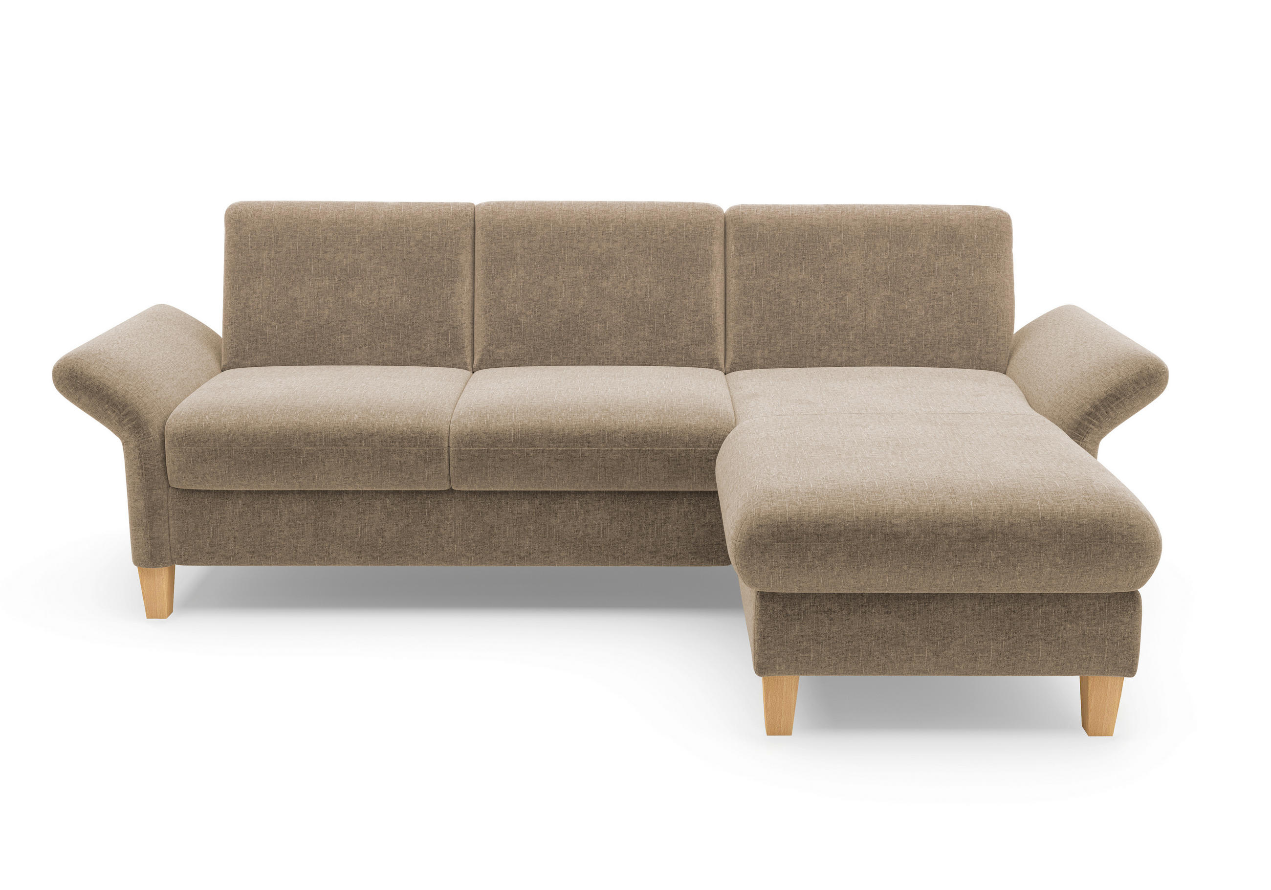 ECKSOFA ROCHELLE E Hellbraun Flachgewebe  - Hellbraun/Eichefarben, KONVENTIONELL, Holz/Textil (251/164cm) - Sit & More