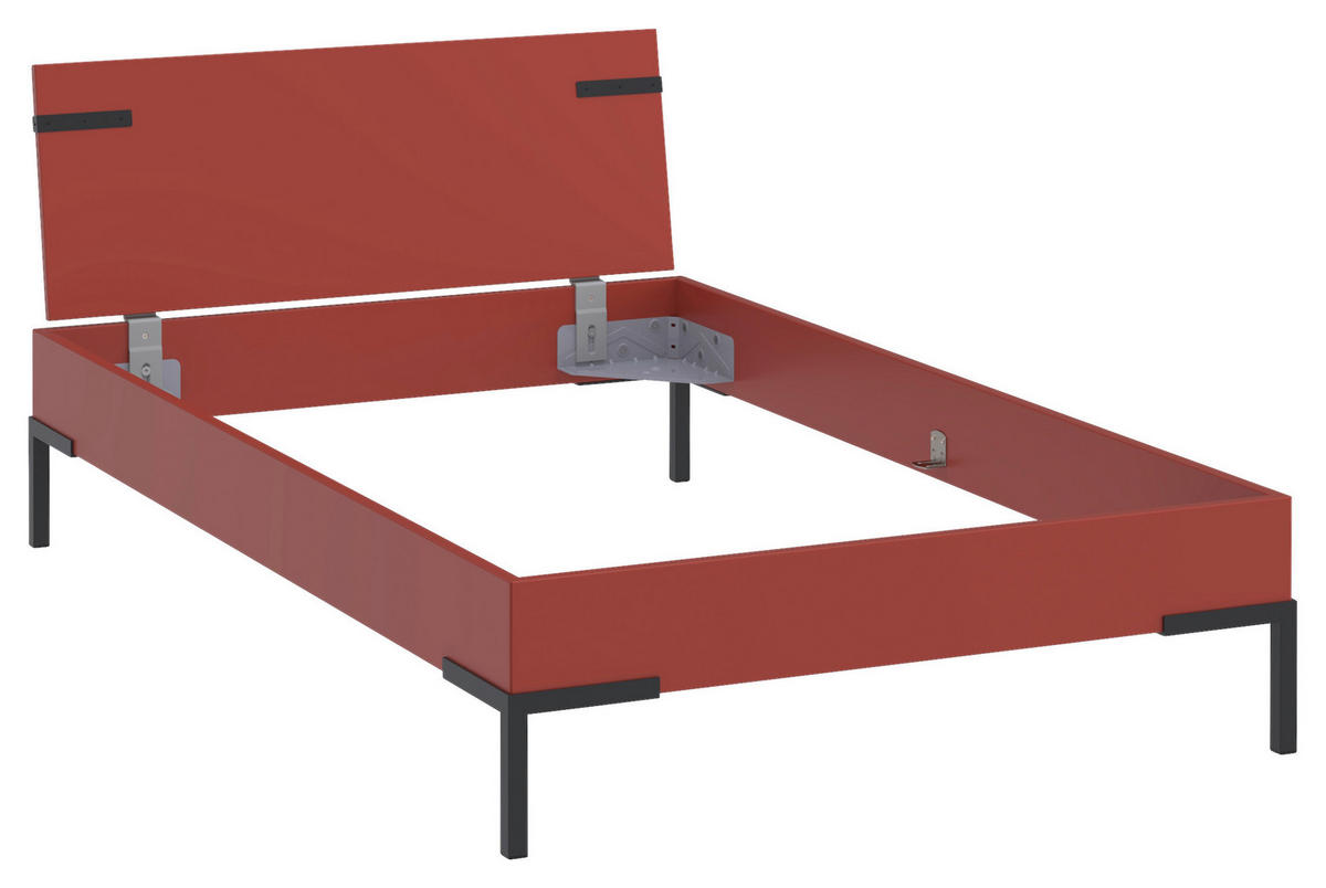 BETT Primolar 120/200 cm Koralle  - Koralle/Schwarz, Design, Metall (120/200cm) - Xora