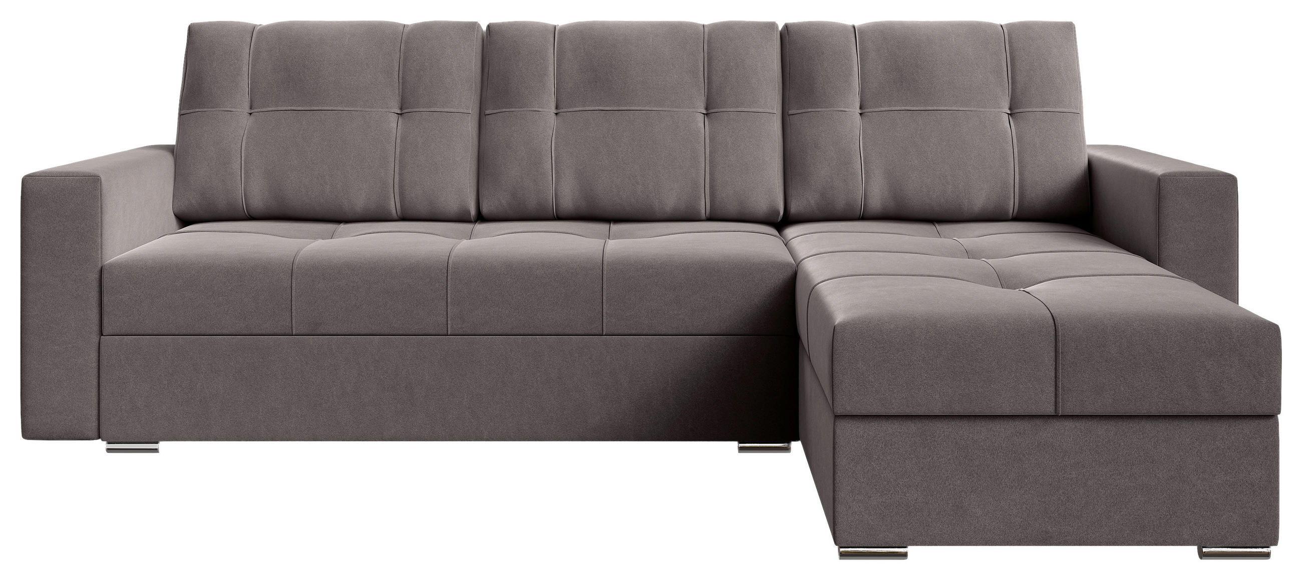 ECKSOFA Dunkelgrau Samt  - Chromfarben/Dunkelgrau, KONVENTIONELL, Kunststoff/Textil (233/140cm) - Carryhome
